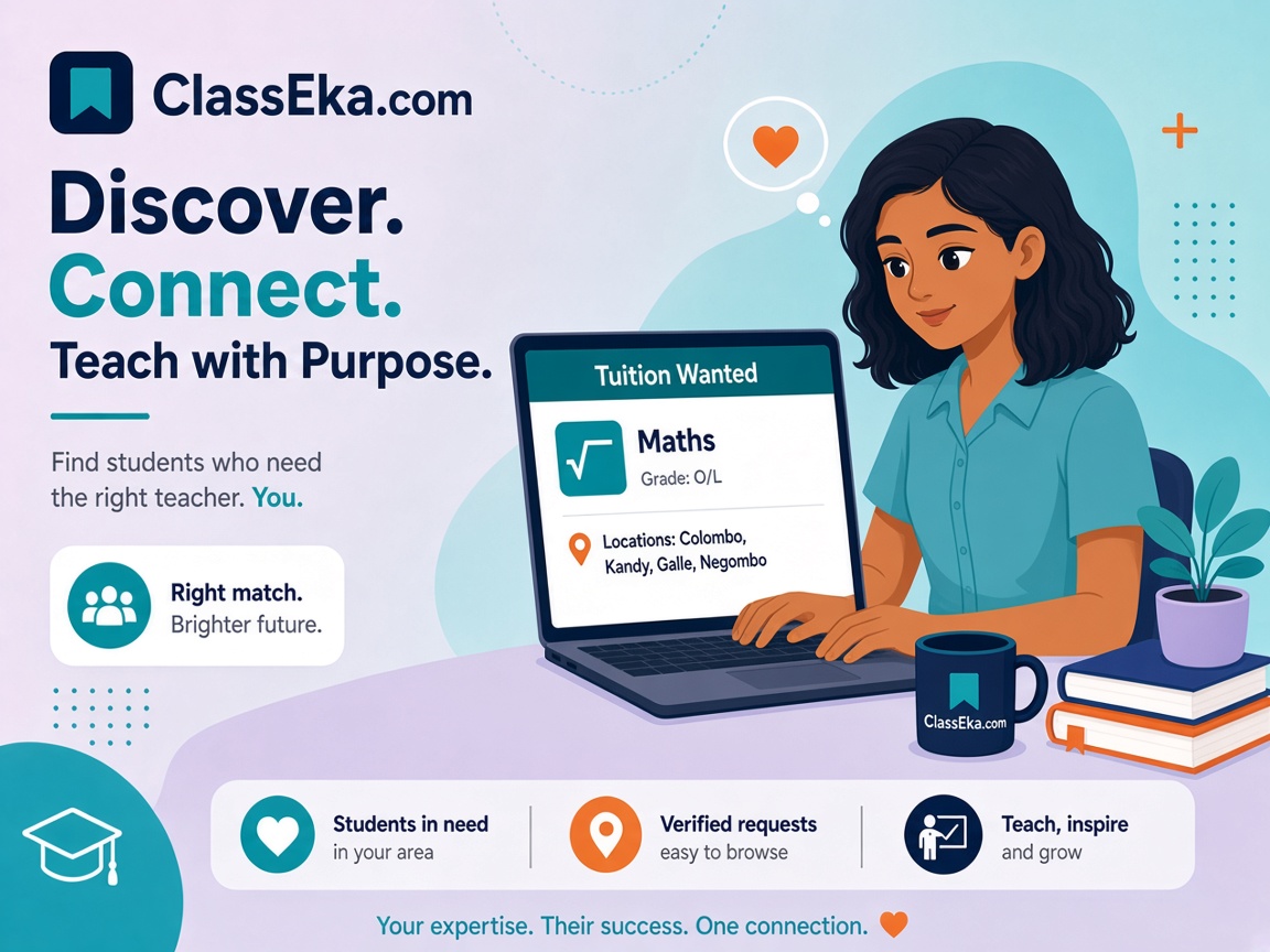 Illustration of a student posting a Tuition Wanted request